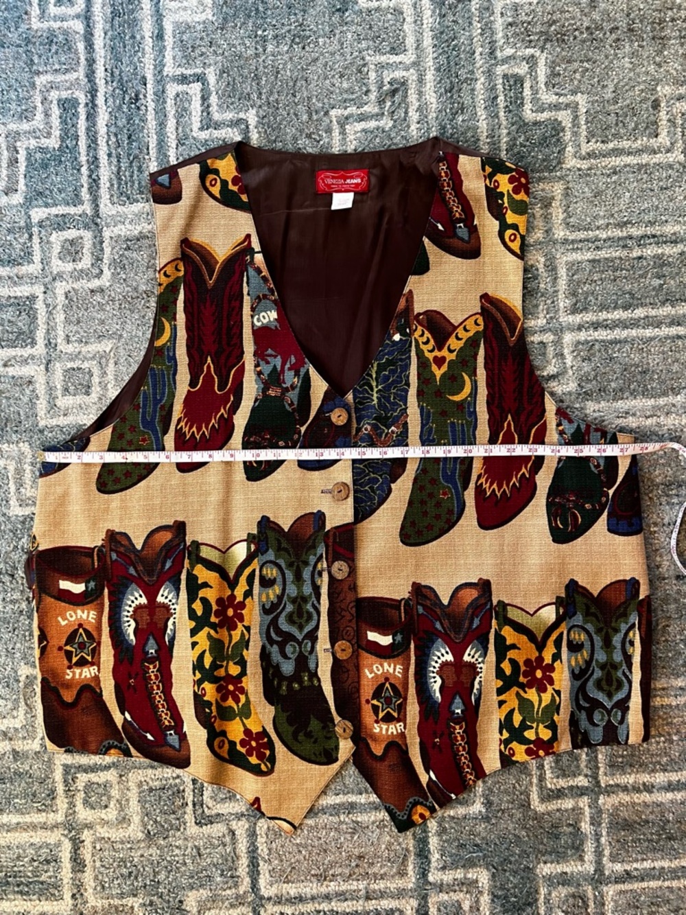 Vintage Cowboy Boot Print Women or Men’s Vest - Multicolor